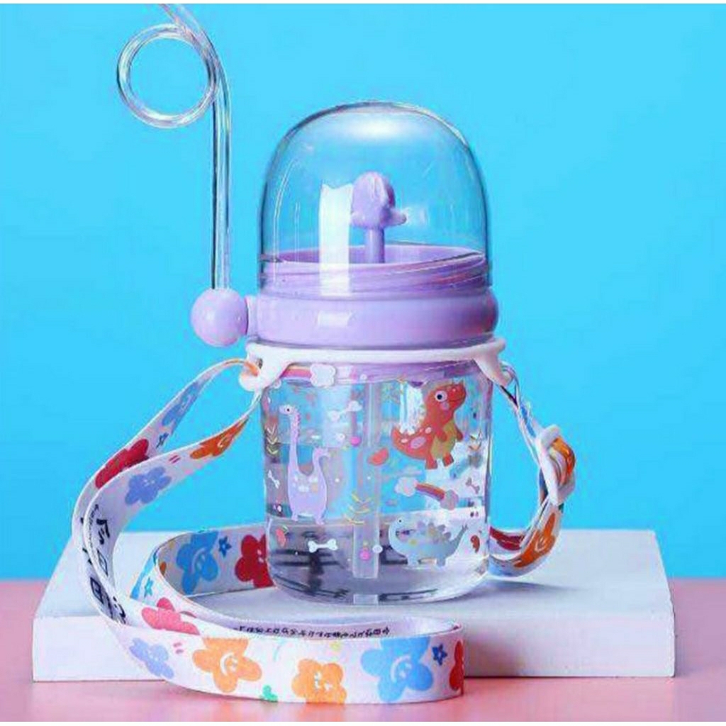 Botol Minum Lumba- Lumba + Tali Botol Air Mancur Unik 300ml - Botol Air Minum Paus Spray