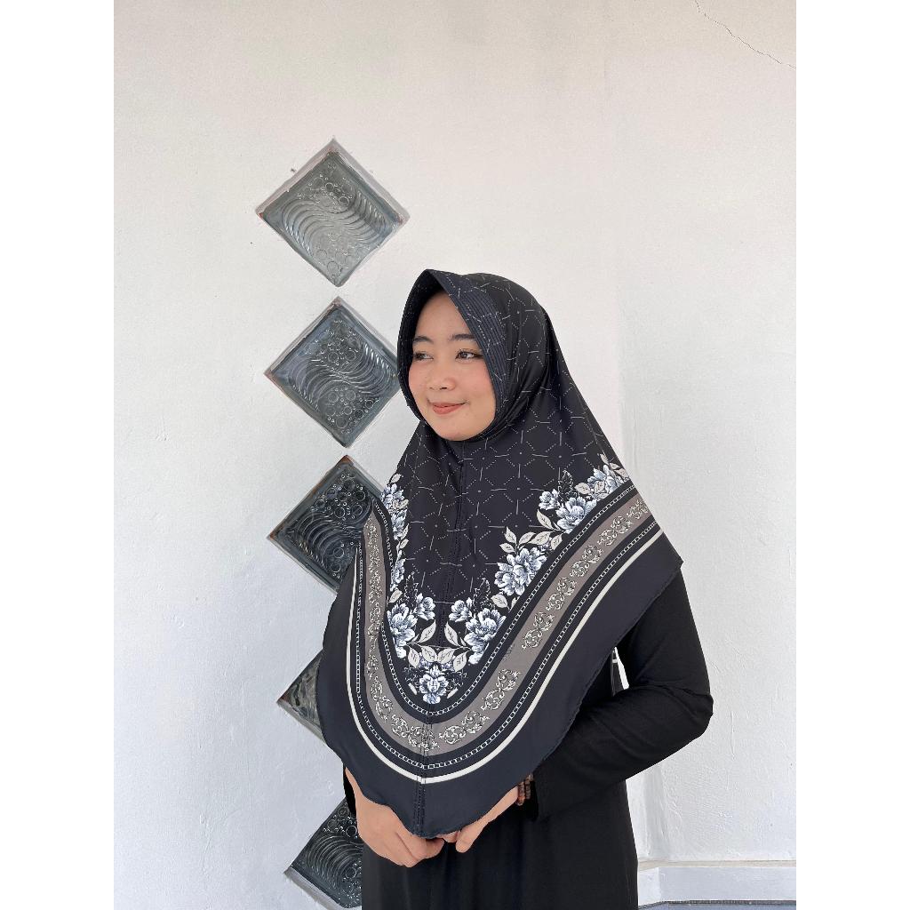 Jilbab Instan Daily Hijab Bergo Motif Bunga printing Jersey premium