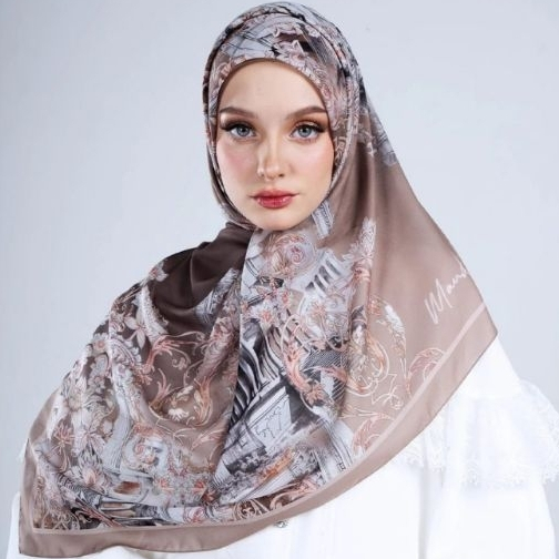 Edelyn Brown Scarf Mandjha Ivan Gunawan Fashion Muslim Wanita Hijab Segi Empat Voal Premium Original
