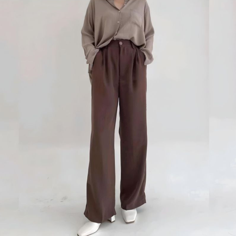 Loose Pants Celana Kulot Wanita Bahan Polyester - Model Loose Fit - Celana Kerja Stylish Anti Kusut