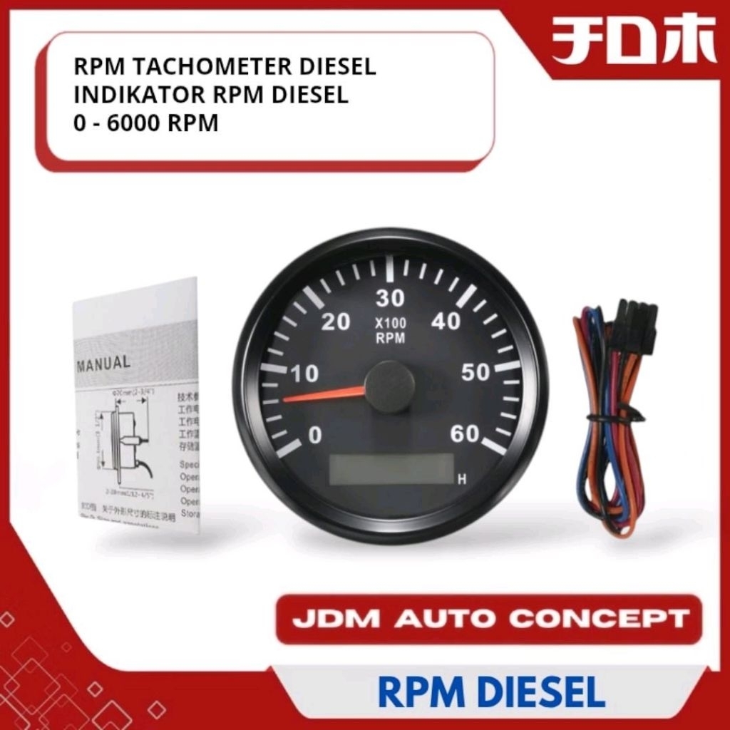 Rpm DIESEL - Tachometer RPM Diesel Mobil 12V - Indikator Putaran Mesin Mobil