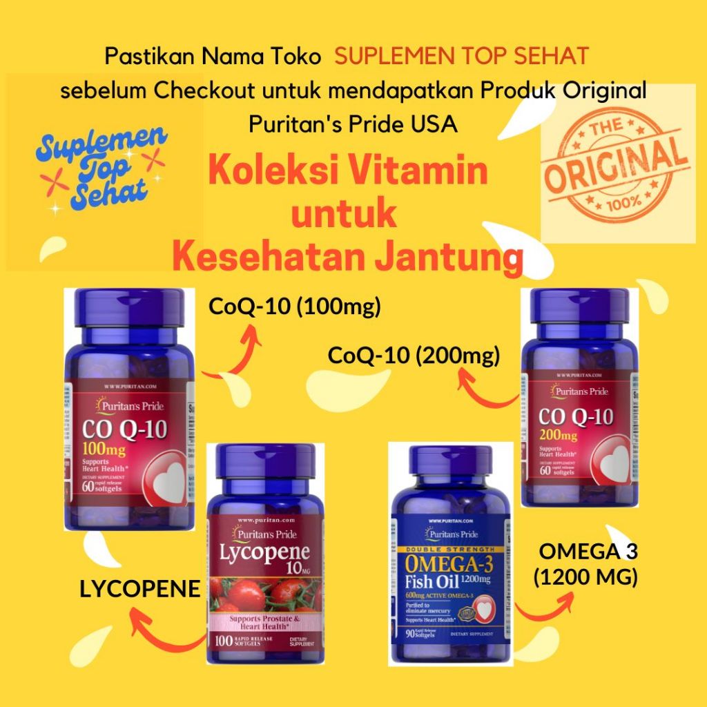 puritan pride usa coq10 qsorb lycopene omega 3 fish oil untuk kesehatan jantung