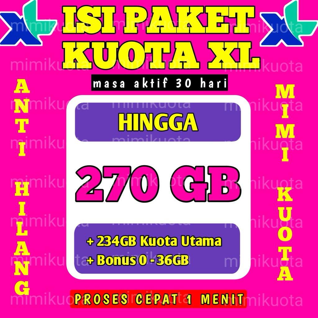 SUPERPROMO KUOTA XL 270GB FULL INTERNET - 100GB KUOTA XL XTRA COMBO TRMURAH