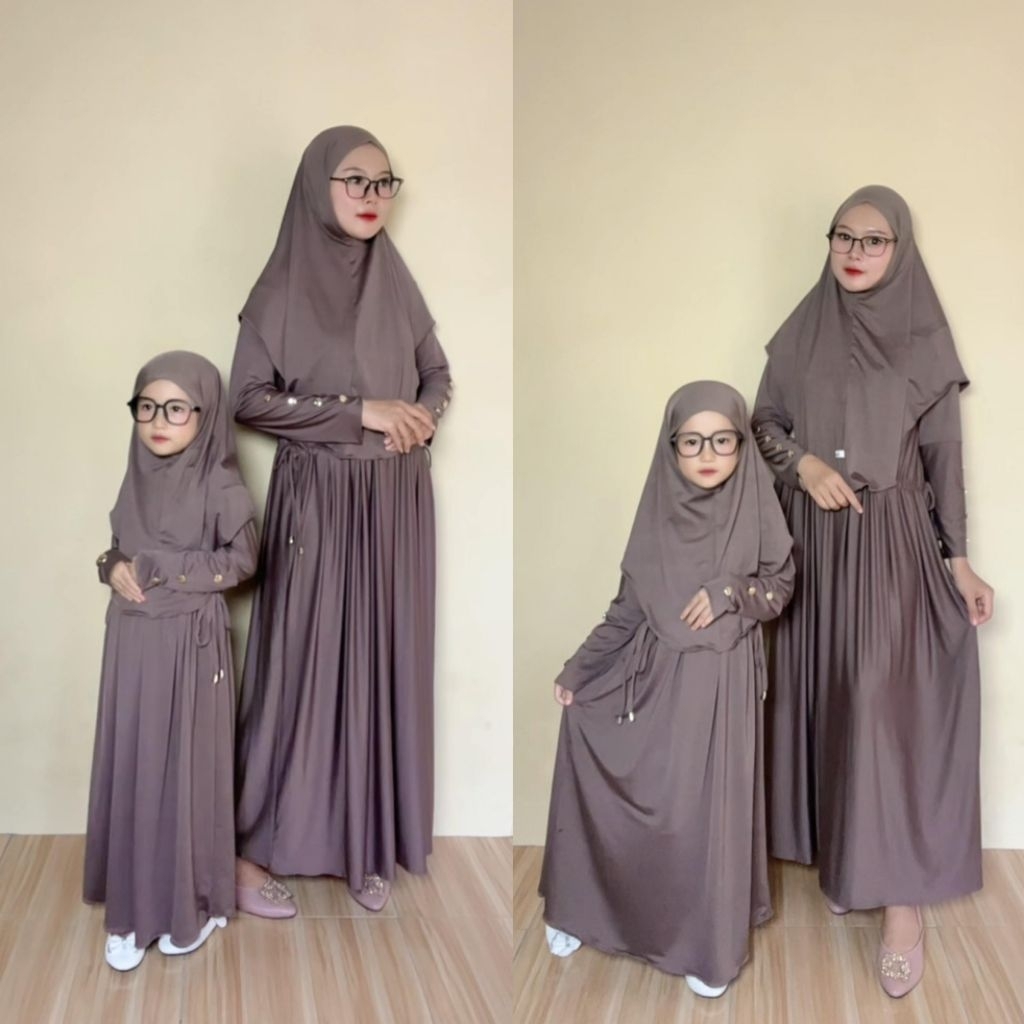 Gamis zelina jersey premium bisa couple ibu dan anak dari umur 5bulan sampai umur 14tahun terbaru da