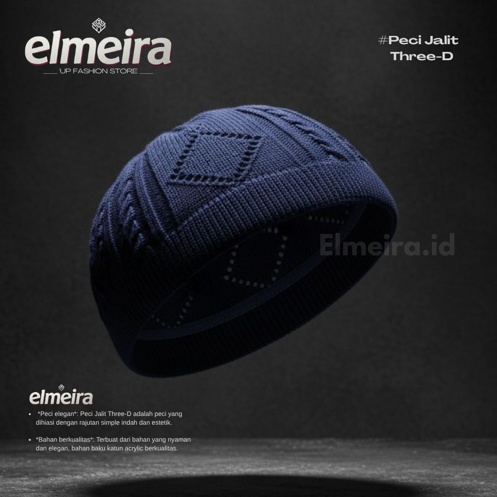 ELMEIRA_PECI JALIT THREE-D_WARNA POLOS / PECI RAJUT TEBAL / SULAM JALIT 3D/ ALL SIZE DEWASA POLOS