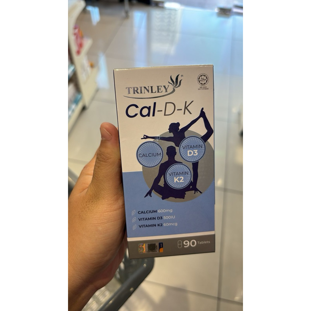 Trinley Cal-D-K Calcium + D3 + K2 90S Suplemen Kalsium & Vitamin untuk Kesehatan Tulang & Gigi 90 Ka