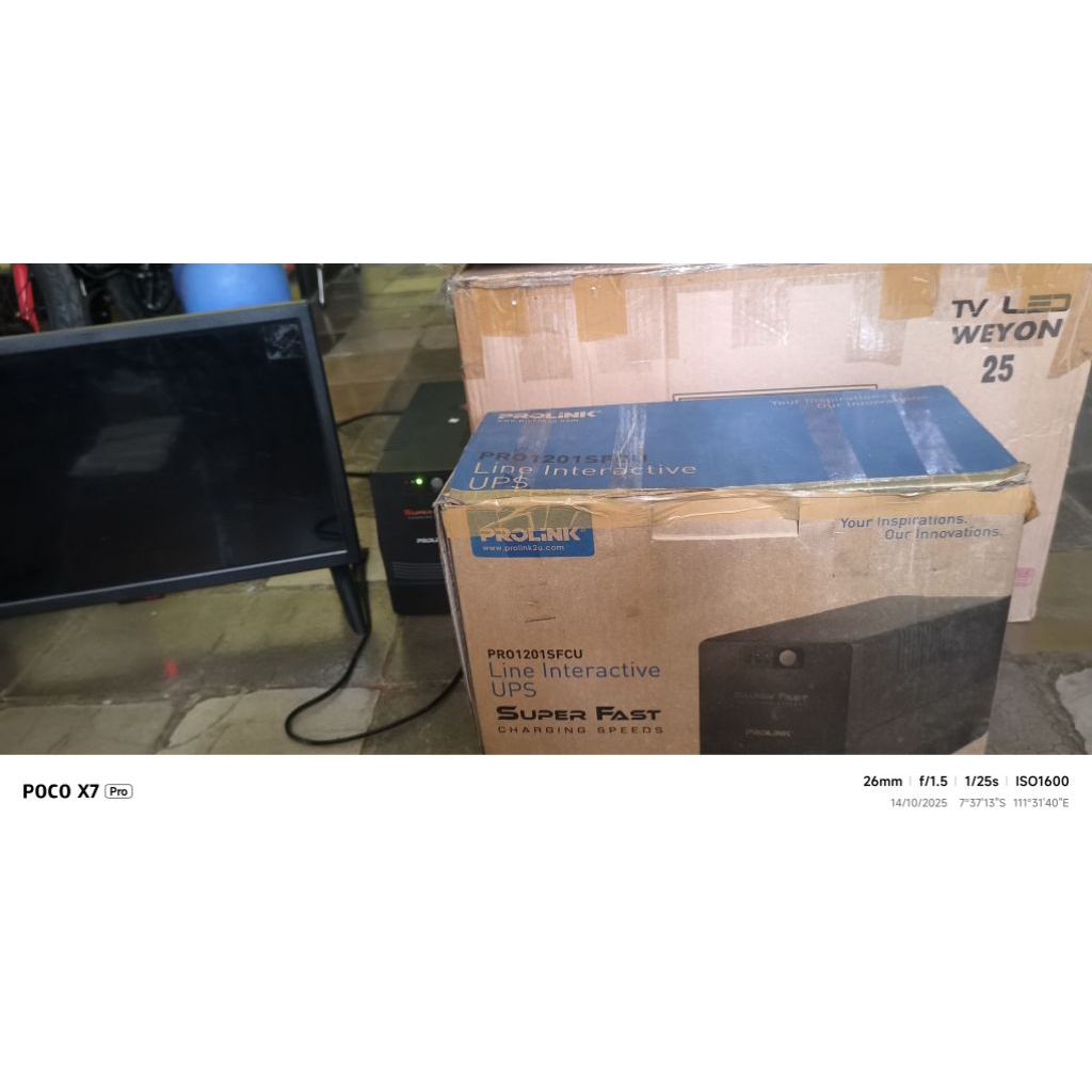 UPS PROLINK 1200VA dan TV LED WEYON 25"
