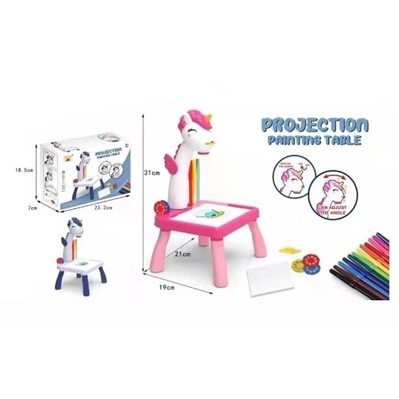 MAINAN MEJA PROYEKTOR UNICORN KECIL FREE PACKING BUBBLEWRAP/PROJECTION PRINTING TABLE MAINAN EDUKASI