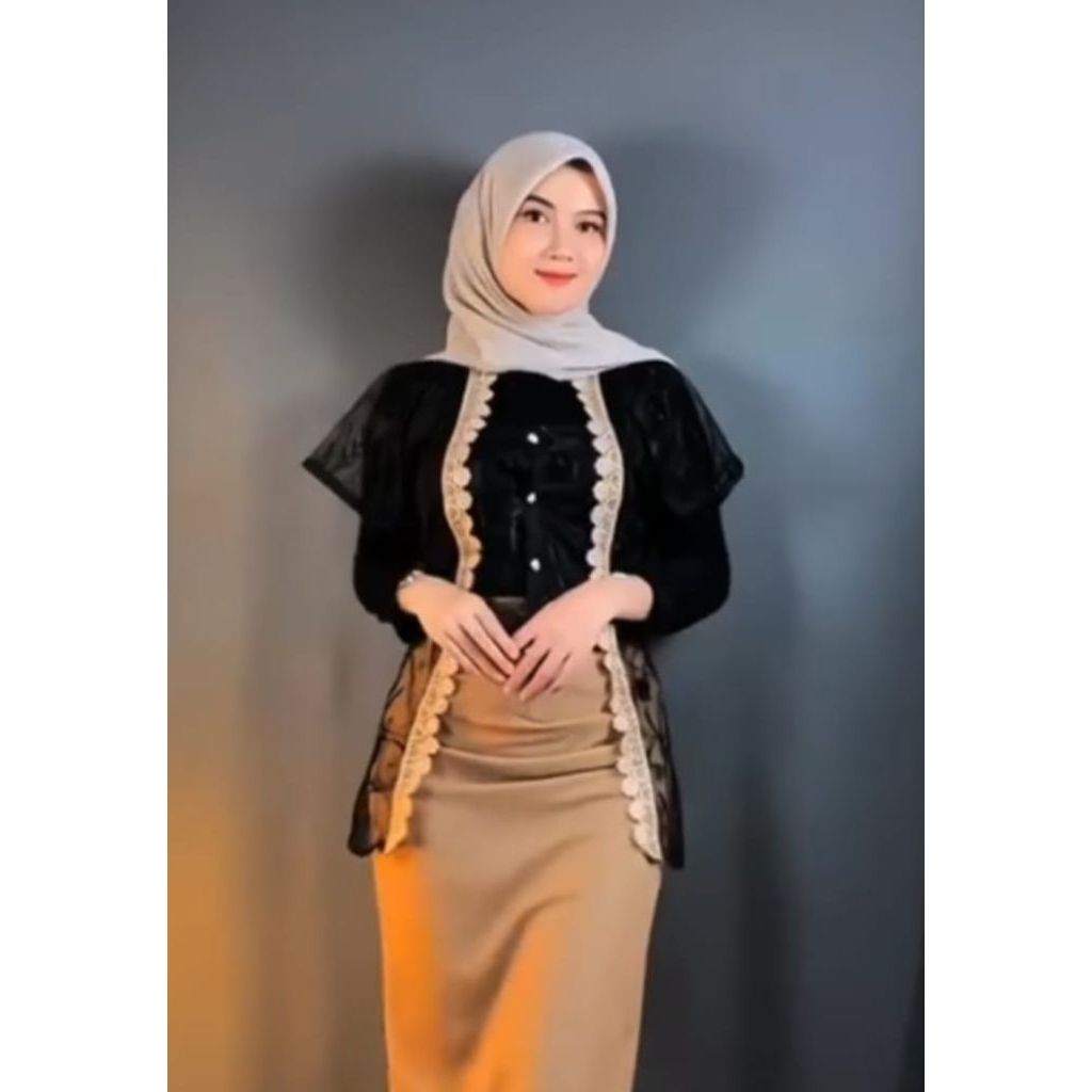 dyra cardigan brukat tile putu baru mewah