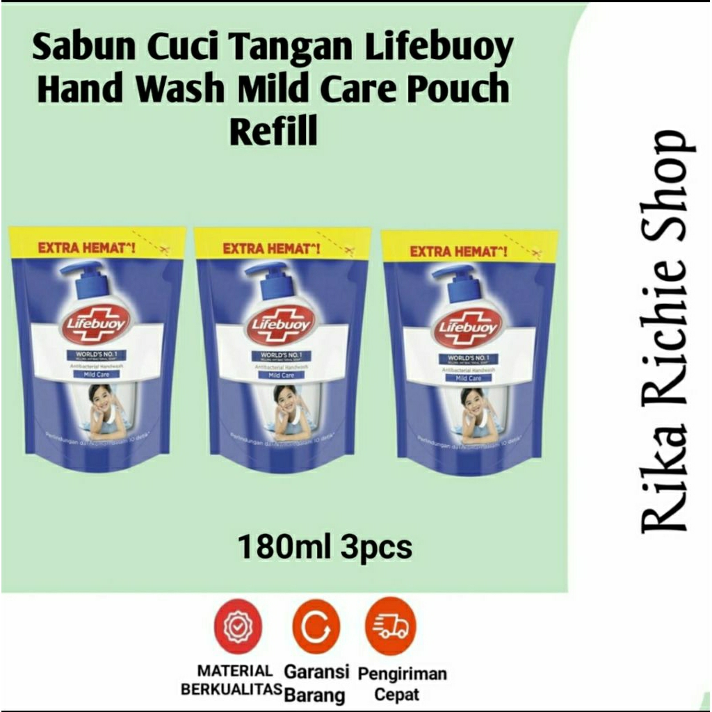 Sabun Cuci Tangan Lifebuoy Hand Wash Mild Care Pouch Refill 180ml 3 Pc