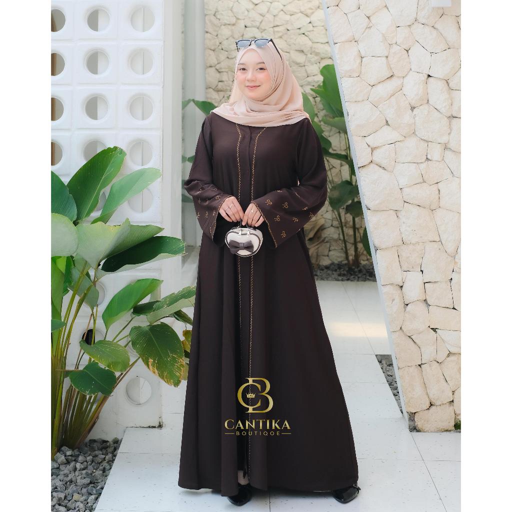 CANTIKA BOUTIQUE STORE Gamis ABAYA ZIHAN Outher Abaya Terbaru Mewah Dan Elegan Cantika Hitam Muslim 