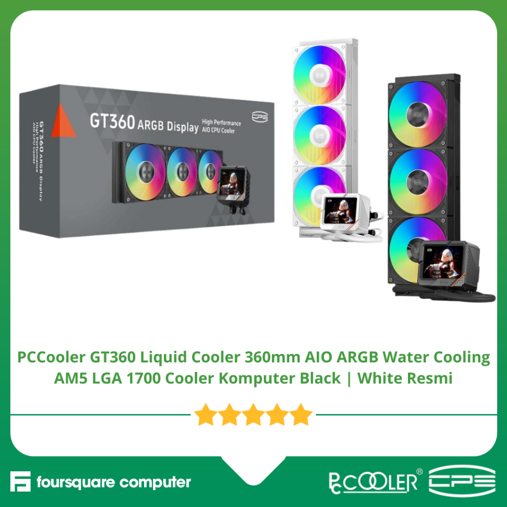PCCooler GT360 Liquid Cooler 360mm AIO ARGB Water Cooling AM5 LGA 1700 Cooler Komputer Black | White