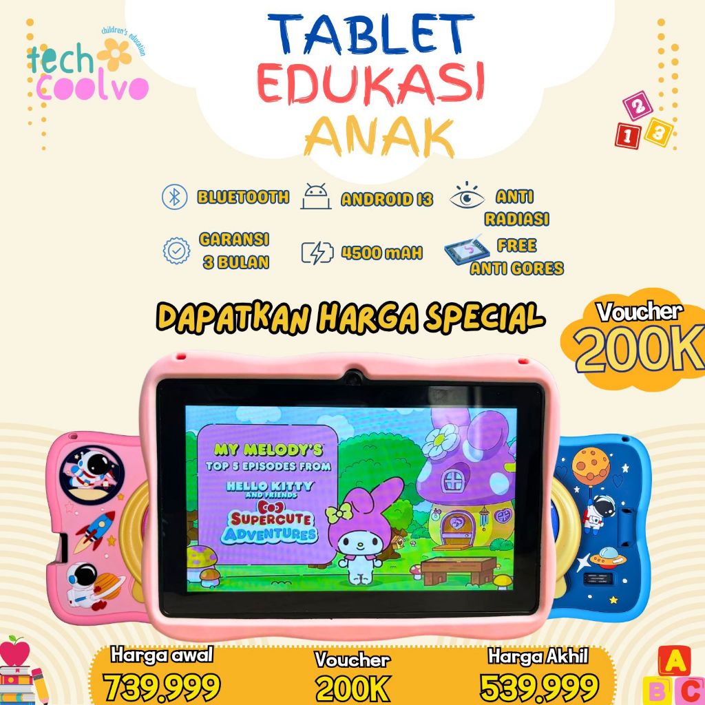 TABIVOO Tablet Android Untuk Anak Murah tablet Belajar Edukasi Anti Radiasi RAM 8/128GB 7 inch