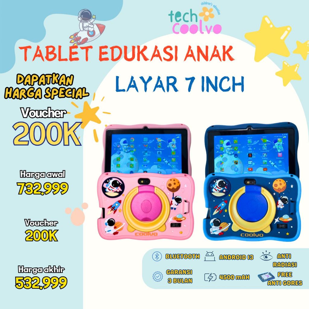 COOLVO Tablet Edukasi Anak / Tablet Anak / Hadiah Anak / Tablet 7 Inch / Tablet Android Anak