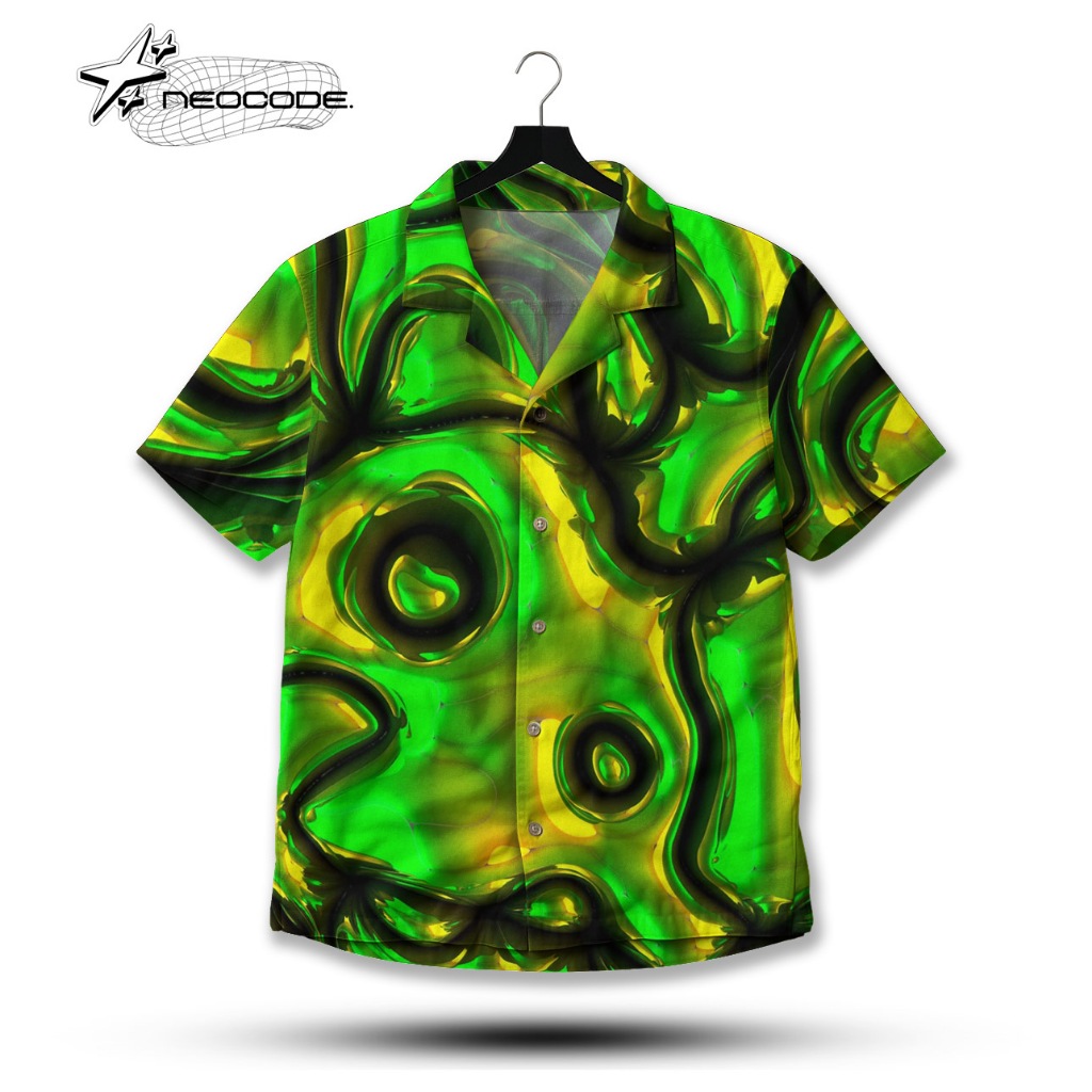 NEOCODE Kemeja Pendek Motif Abstrak Psychedelic – Shirt Aesthetic Art Unisex | ND-86
