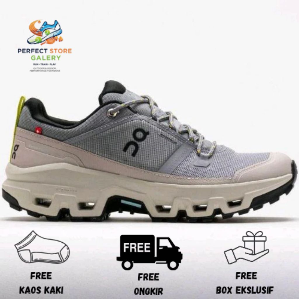 Hiking Shoes On Cloud Rock Low Waterproof Grey Beige Hiking Shoes