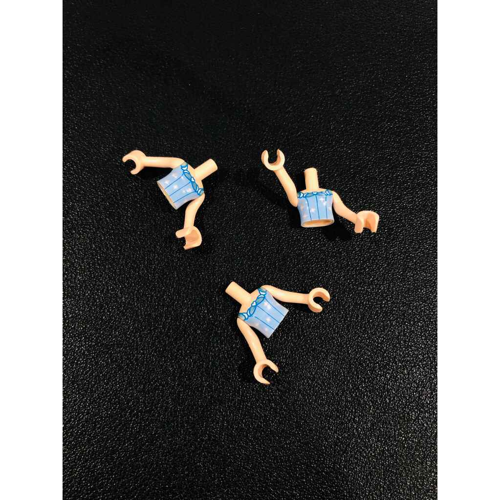 Lego Parts - FTGpb272c01 - Light Nougat Torso Mini Doll Girl Bright Light Blue Top, Silver Sparkles,