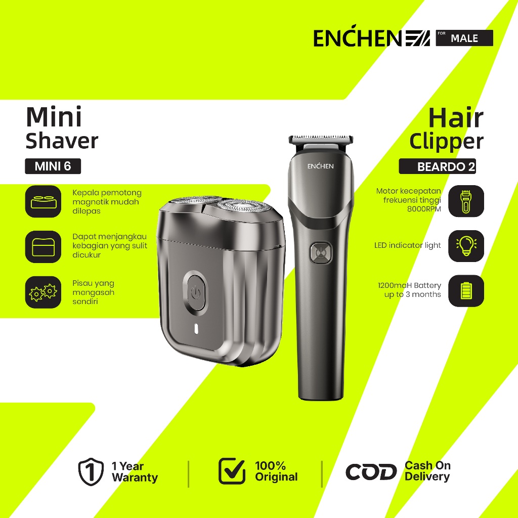 ENCHEN Mini 6 Beardo 2 Shaver Alat Cukur Jenggot Elektrik Waterproof