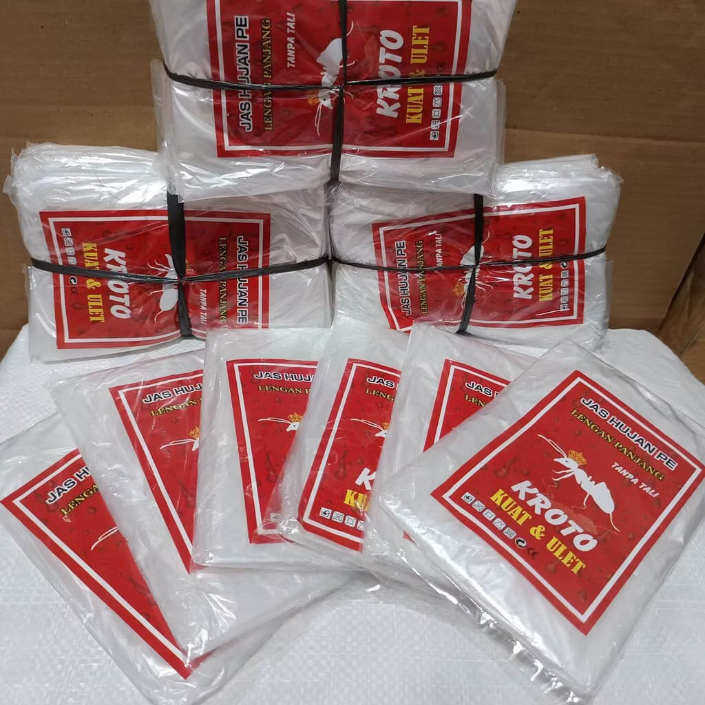 Mantel Jas Hujan Plastik Transparan Bening Ponco 1 Lusin