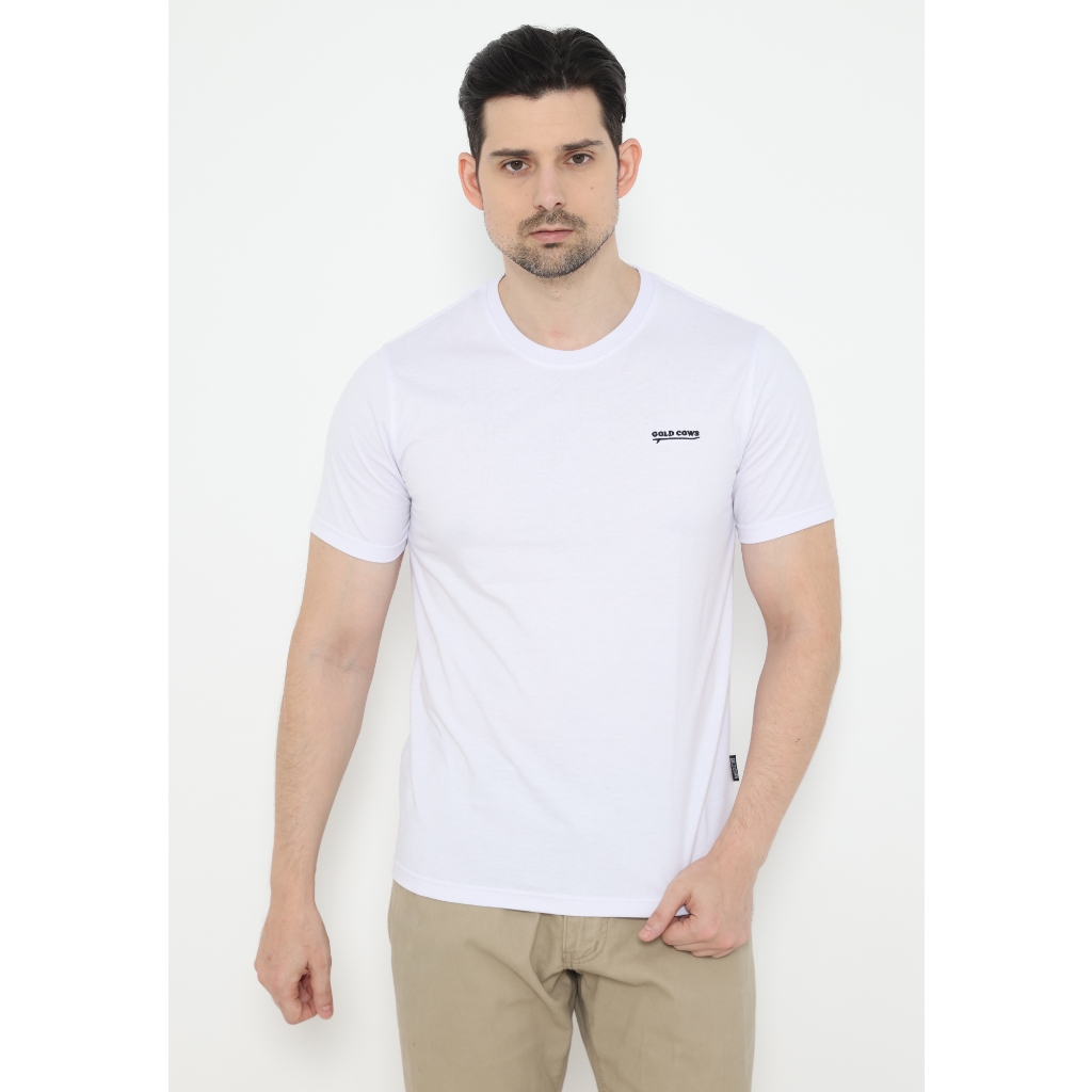 Gold Cows Kaos Katun Pendek Polos Putih