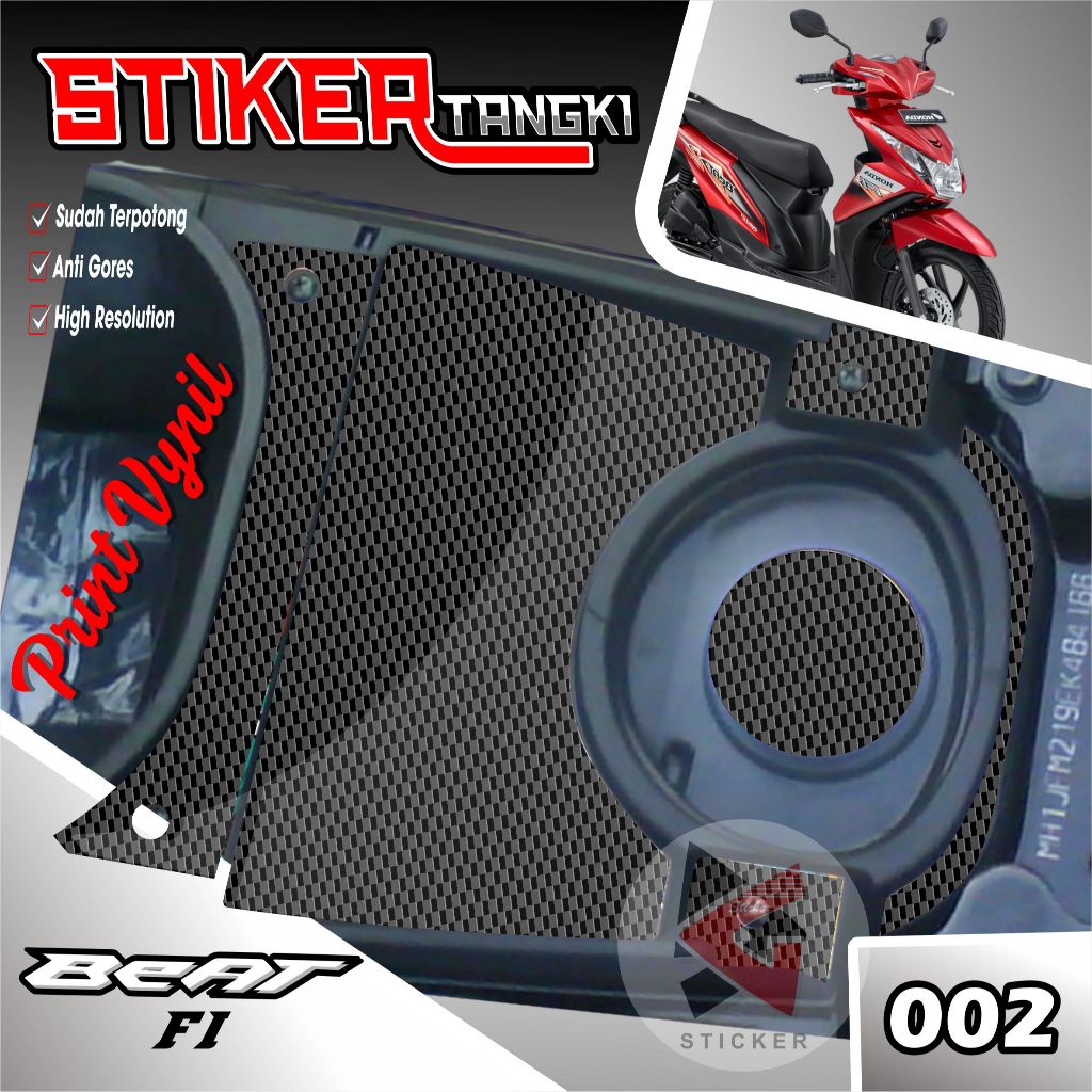 Stiker Tangki Beat Fi 2015 Motif Carbon Sudah Cutting DGS002