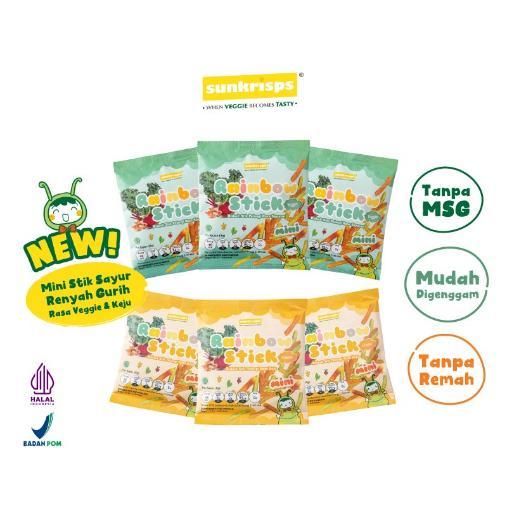 SUNKRISPS Rainbow Stick - Snack Bayi Anak - Biskuit Stik Pelangi Rasa Sayuran dan Keju 8gr