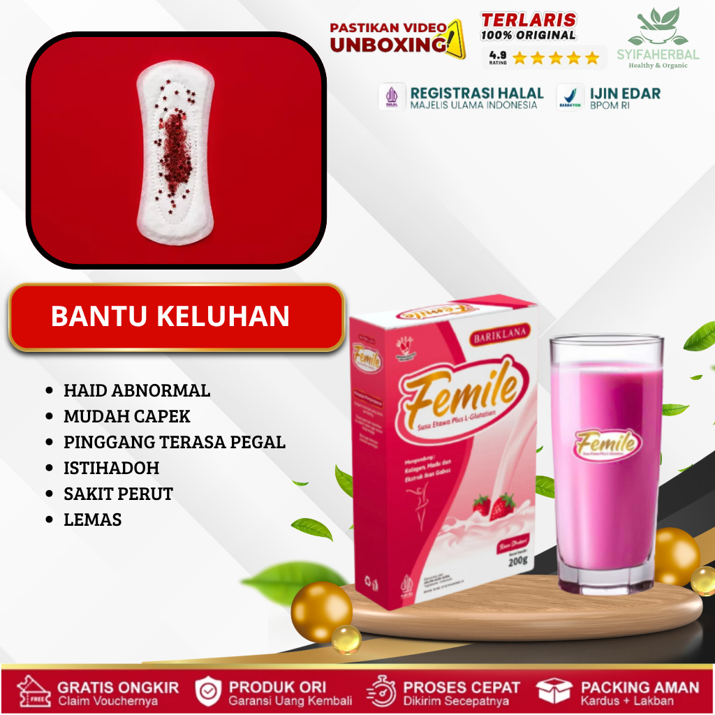 Susu Etawa Femile - Untuk Atasi Haid Berkepanjangan, Istihadoh, Telat Datang Bulan, Nyeri Haid, Tela