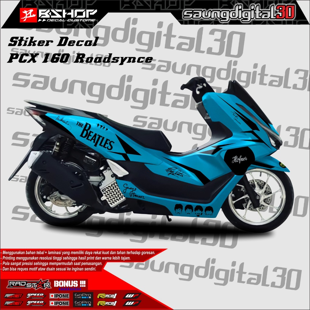 Sticker Decal Pcx New160 Full body Motif Beatles Varian Warna Dan Costume