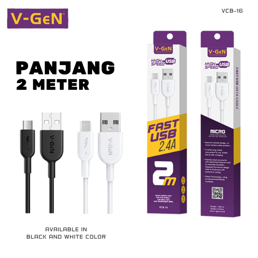 V-Gen Kabel Micro USB 2 Meter VCB-16 VGEN