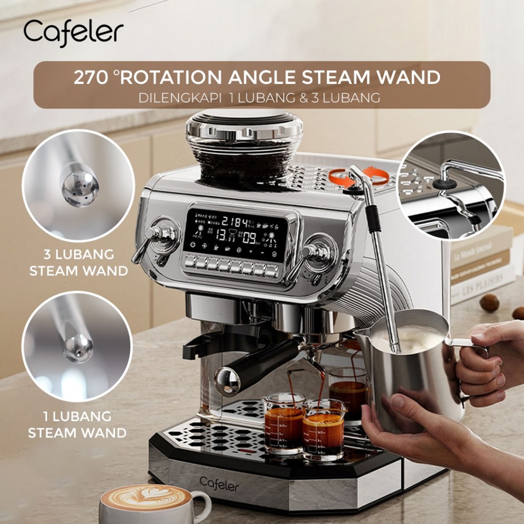 Cafeler Mesin Kopi Espresso 3 Heater Coffee Maker Otomatis Kontrol