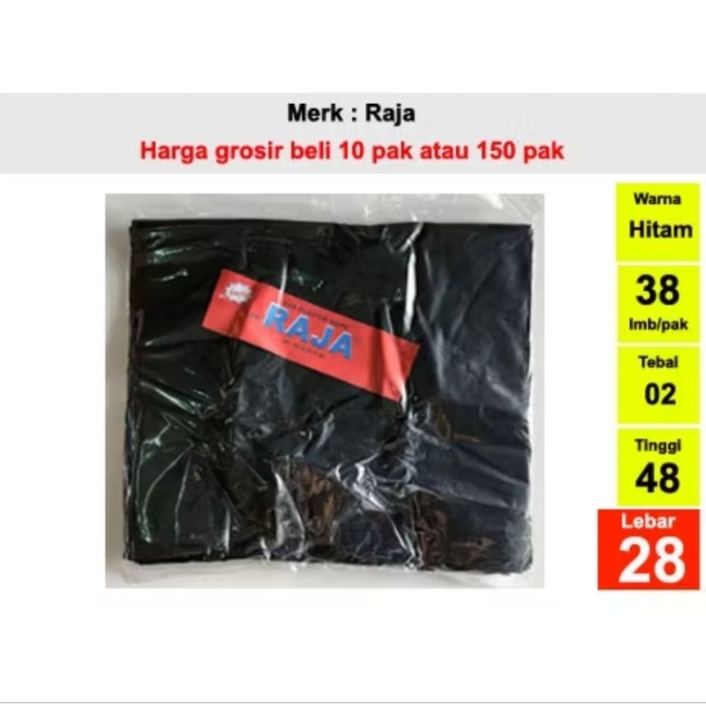 Kantong Kresek Plastik Merk RAJA Grosir Eceran Ukuran 28 x 40 x 02, 24 x 40 x 0.125, 35 x 60