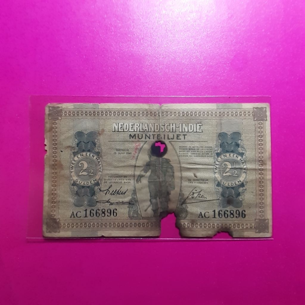 uang kuno 2,5 gulden muntbiljet 1940