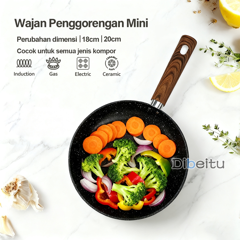 Frypan Granite Marble Coated Anti Lengket Panci Anti Lengket Wajan Anti Lengket