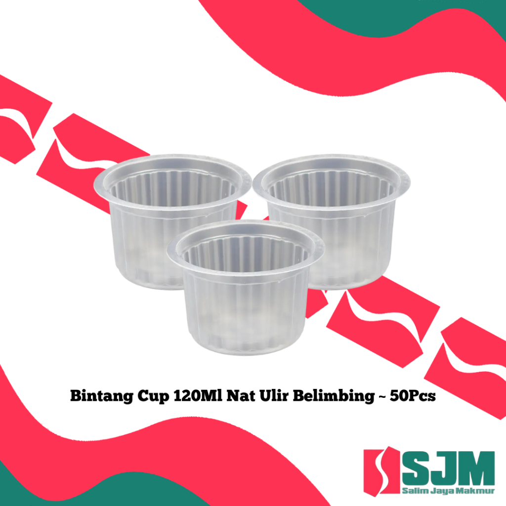 50 Pcs Bintang Cup 120ml Ulir Belimbing – Cup Puding / Jelly Plastik (Tanpa Tutup) - Tutup dijual te