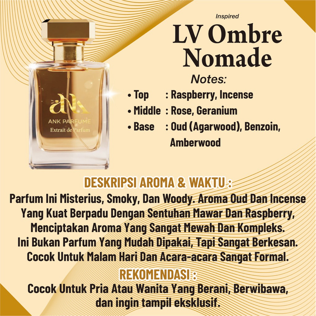 Inspired parfume LV OMBRE NOMADE (Extrait de Parfume) kemiripan aroma 90% dengan original By. ANK PA