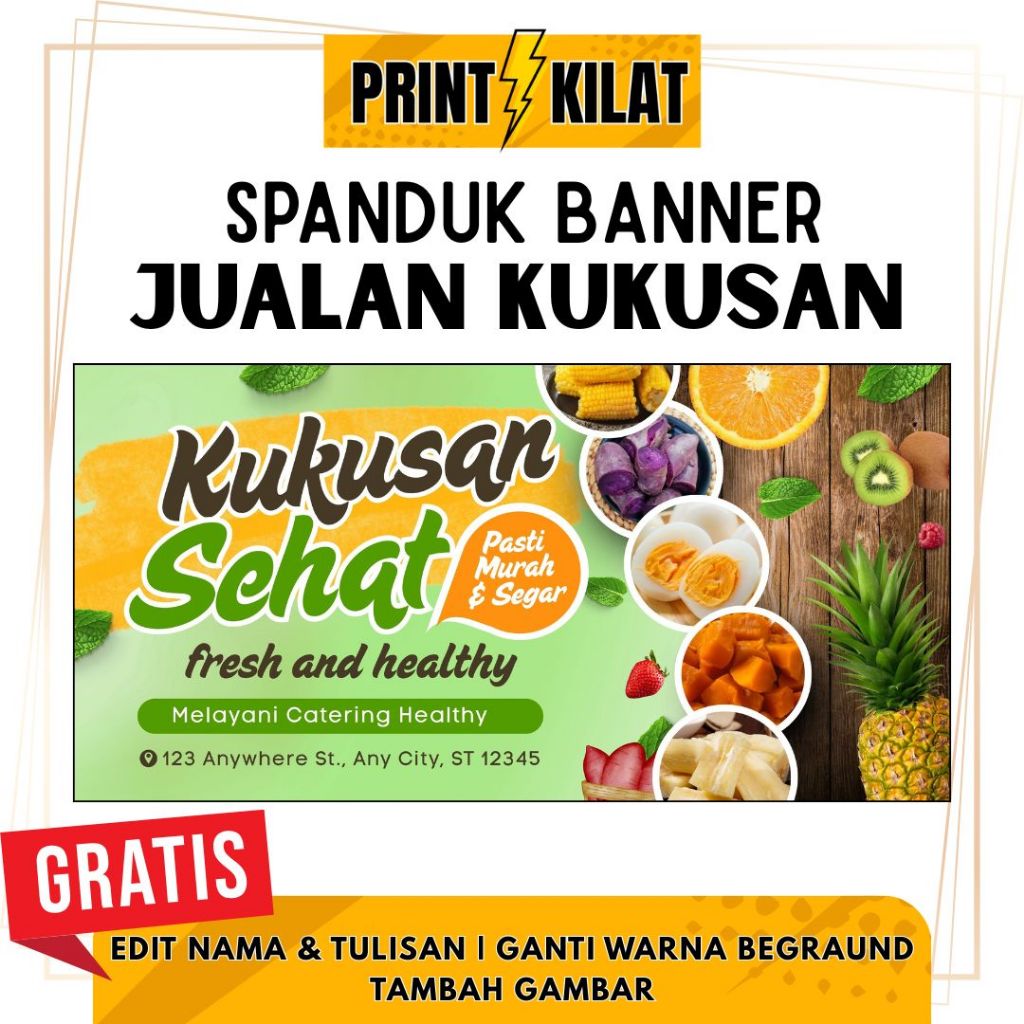 SPANDUK JUALAN CATERING HEALTHY | BANNER JUALAN MAKANAN SEHAT KUKUSAN