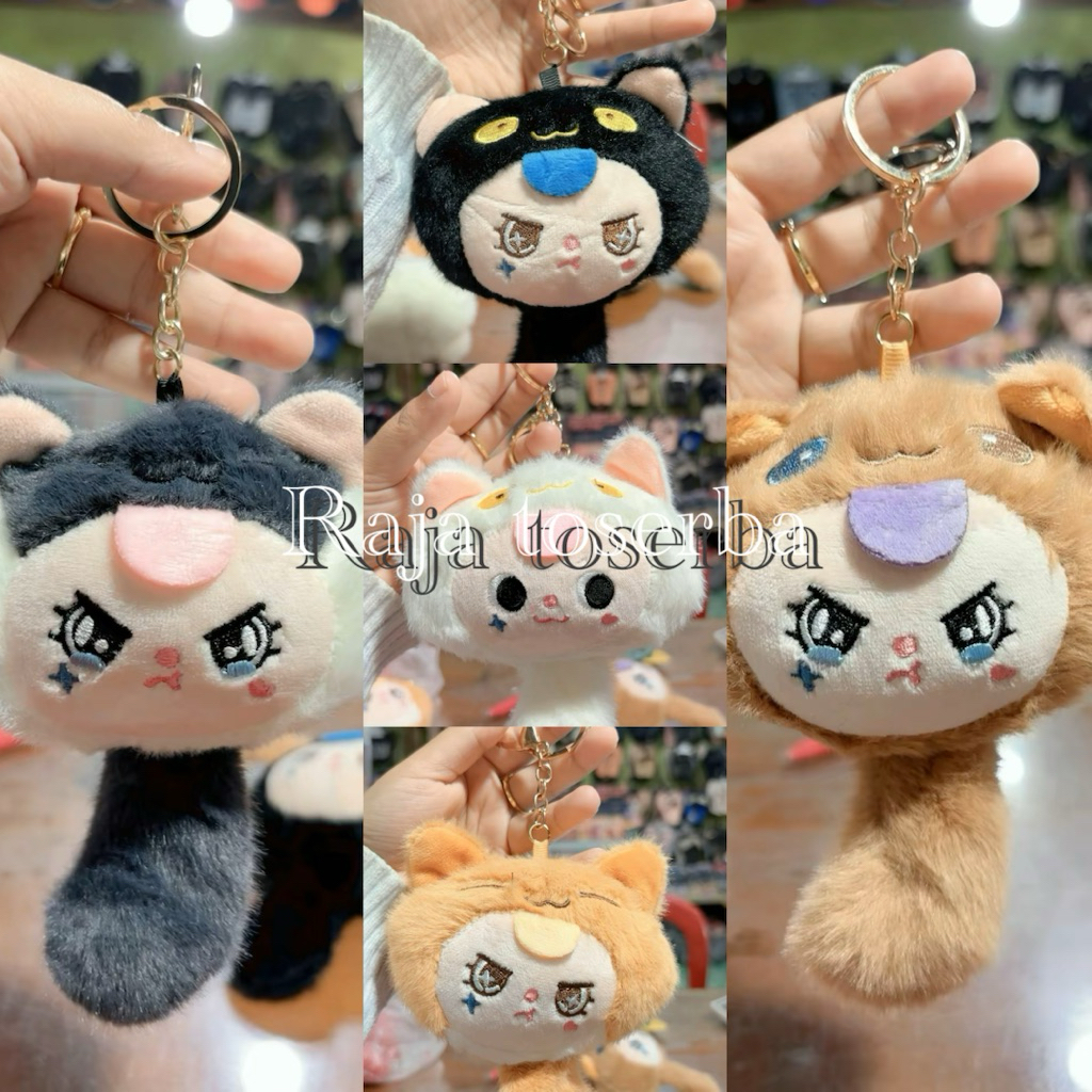 Gantungan kunci boneka kucing fluffy bunyi lucu/Gantungan kunci boneka luc