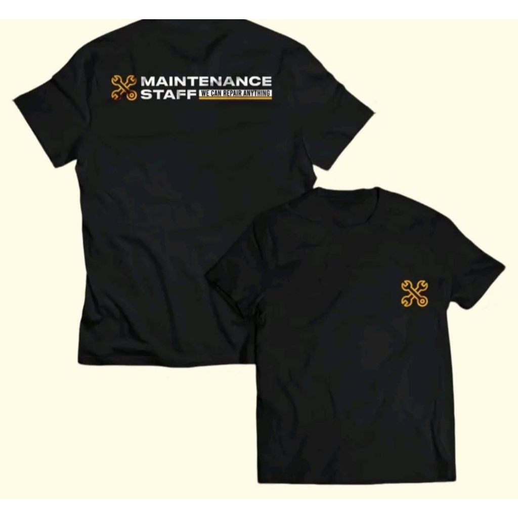 Kaos Hitam Distro MAINTENANCE STAFF Kaos T-shirt Unisex