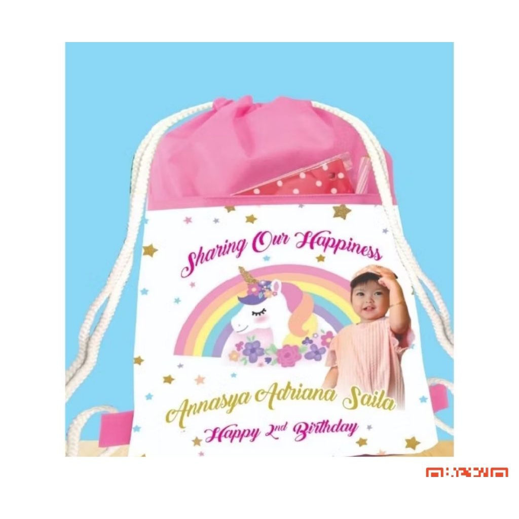 Hampers ultah serut Gendong 2 saku / Tas ultah Dinosaurus /Tas wadah snacks