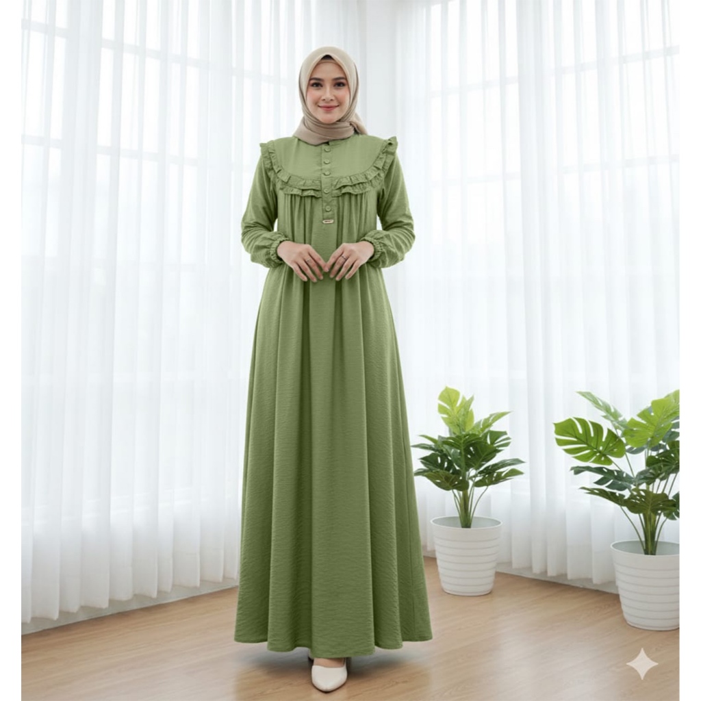 cuci gudang gamis crinkle airflow premium - gamis wanita muslim - gamis polos jumbo
