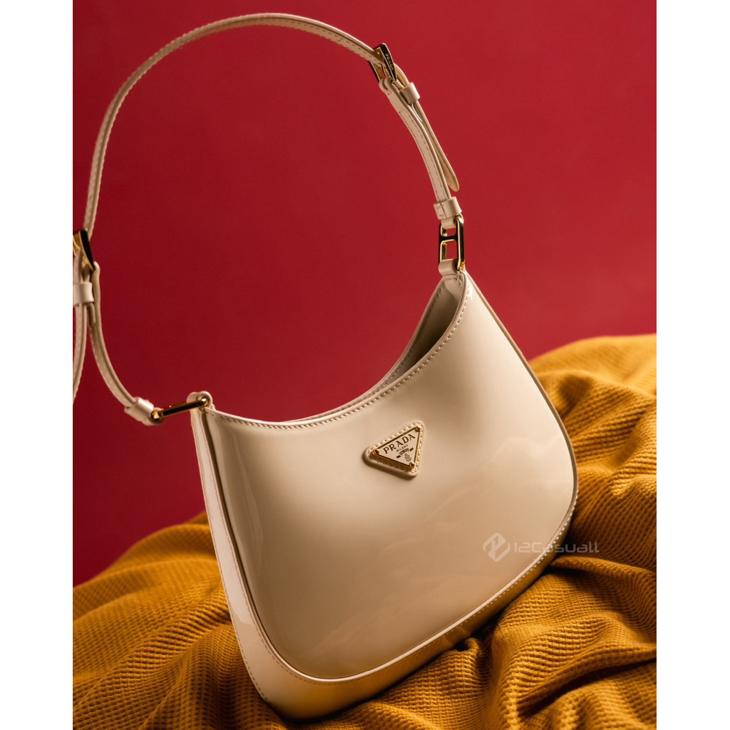 prada cleo patent leather shoulder bag authentic