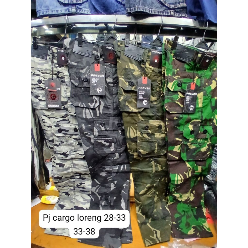 Celana Cargo Loreng Pria Panjang Army Militer Tni