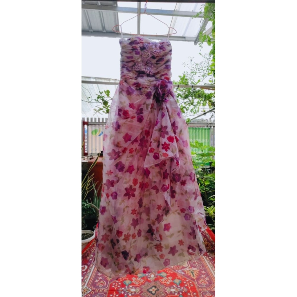 SALE Gaun/Dress Pesta Fairy Flowers Lilac - Party - Prom - Brithday - Penyanyi