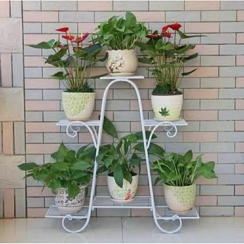 RAK BUNGA BESI MURAH SUSUN 6 / STANDING POT A BESI / RAK BUNGA ESTETIK