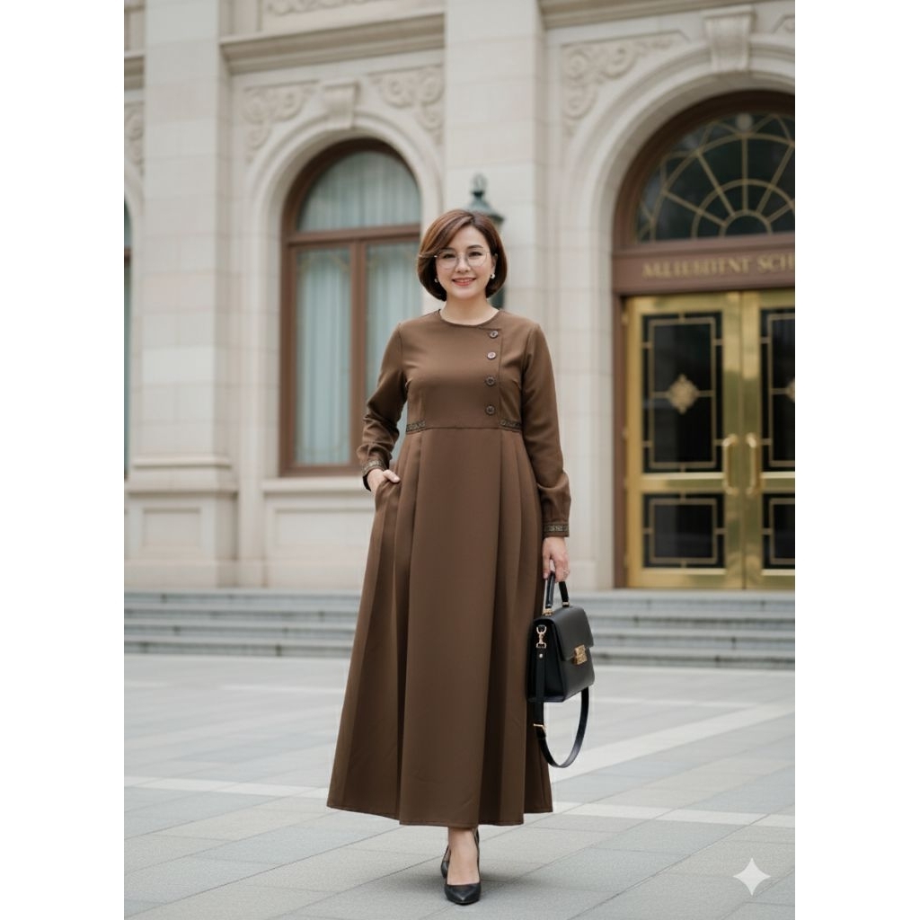 GAMIS KANTOR - BAJU PNS BAJU PEMDA GAMIS BONIA PNS / COKLAT PEMDA TESSA