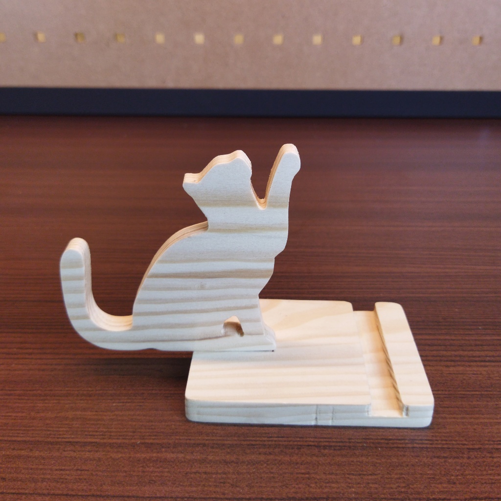 Stand, Holder Handphone, Tatakan HP Kucing Kayu unik dan lucu