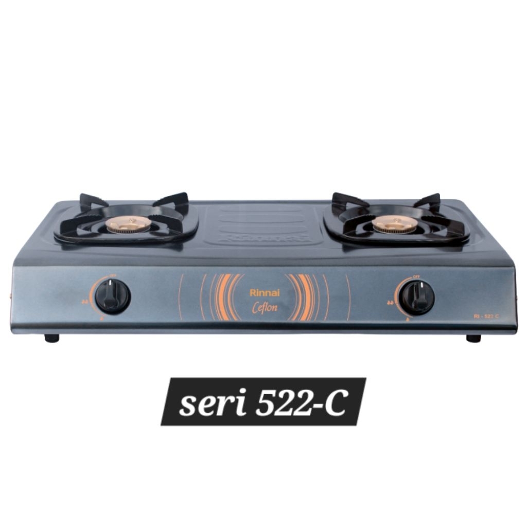 Kompor Rinnai 2 tungku 522C/E Ceflon/Stainless