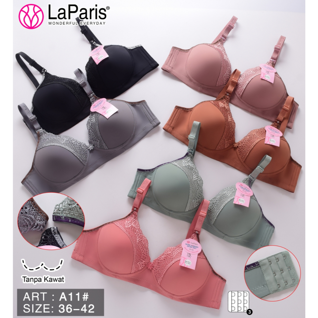 BRA Wanita BH Motif Halus Premium Brukat Wanita Tanpa Kawat Busa Tebal Kualitas Premium La Paris A11