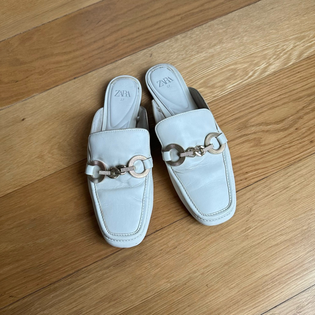 Zara Mules Sandal Zara Broken White