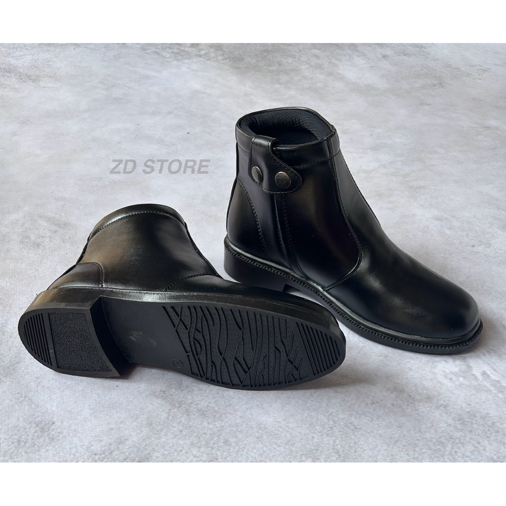 Sepatu PDH Resleting Hitam Doff/Sepatu PDH Pantofel Pria